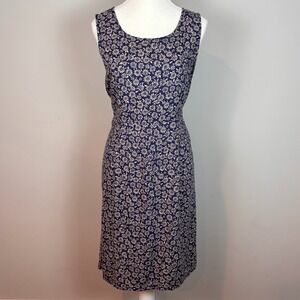 VTG 90's Expressions Ditsy Floral Navy Empire Waist Summer Dress Womens 12 Retro